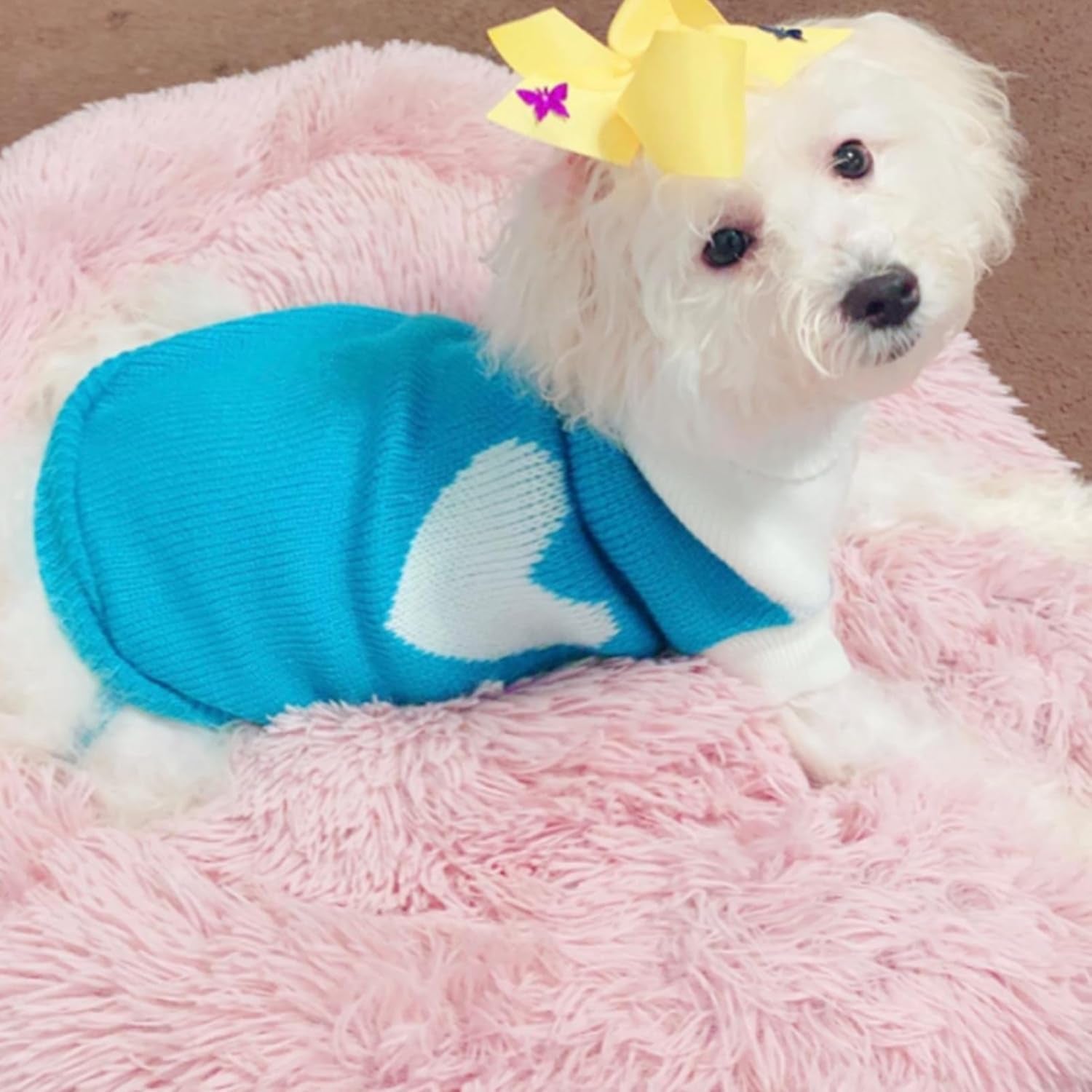 Dog Sweaters Classic Knitwear, Turtleneck Winter Warm Pet Puppy Clothes | Cute Heart Pattern, Lightweight & Warm Knitted Winter Sweater, Cold Weather Coat, Great for Daily Wear, Easy on & Off