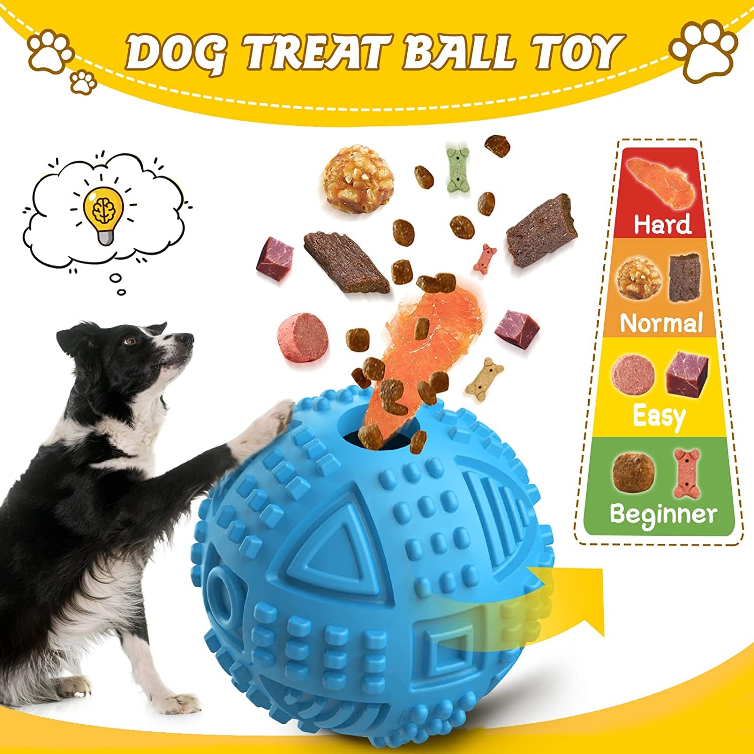 Dog Balls Treat Dispensing Dog Toys for Aggressive Chewers Large Breed | Nearly Indestructible Squeaky Puppy Chew Toys for Largebreeds, Natural Rubber Doggie Puzzle Toys, Pet Treat Ball
